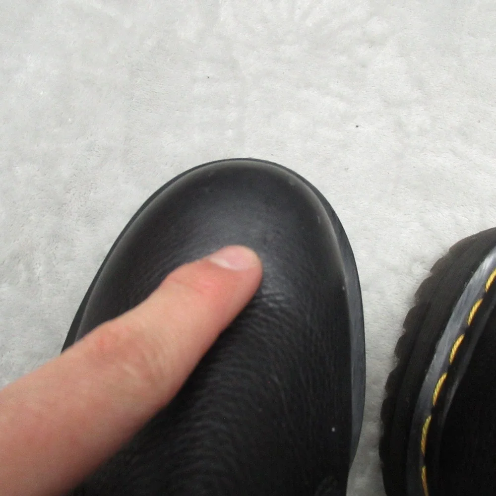Dr Martens Unisex W5 M4 Boots Black‎ Leather Quad Platform Lug Faux Fur Chelsea